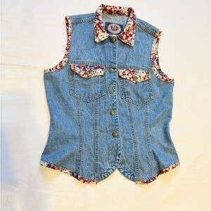 Paris Blues Original Denim Vest Boho Floral – Size M